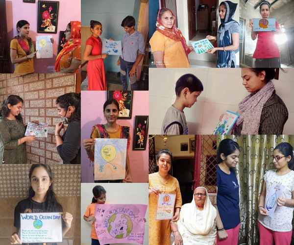 वाई.आर.सी. व एन.एस.एस. वॉलिंटियर्स ने वर्ल्ड ओसियन डे व वर्ल्ड ब्रेन ट्यूमर डे पर लोगों को पोस्टर्स के माध्यम से किया जागरूक।